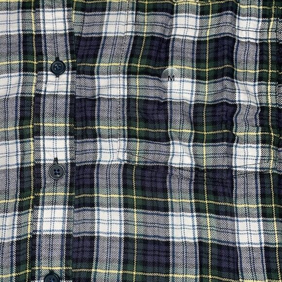 American Eagle Womens Oversized Green/Blue Plaid Button Front Top - Picture 4 of 5